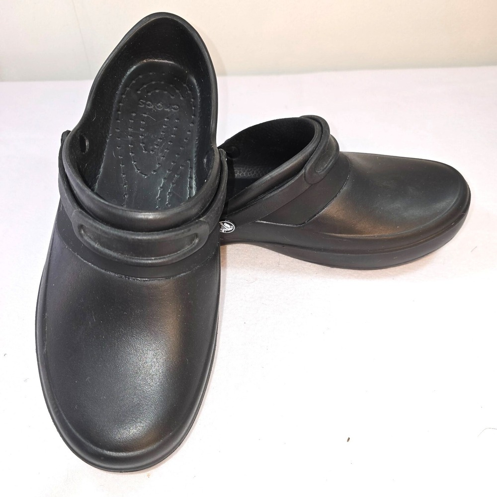 y2k Crocs Womens 11 Black Clogs‎ Lock Slip Resistant Work Food Service Kitchen